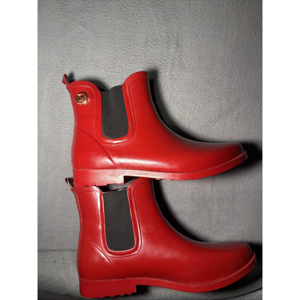 MICHAEL Michael Kors Charm Gore Women's 9 Red Burgundy Chelsea Rain Boots